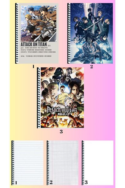 animeandyourworld Attack on titanA4 notebook 3 pieces lined + checkered + unlined large size 21*29 cm super set