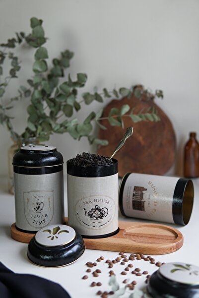 EVLE Cylinder Storage Container with Wooden Stand Ø105 Set of 3, Azura Erb56v3