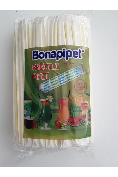 BONA Paper Wrapped Straw 18 cm 5 Packs, Package Content 200 Pieces