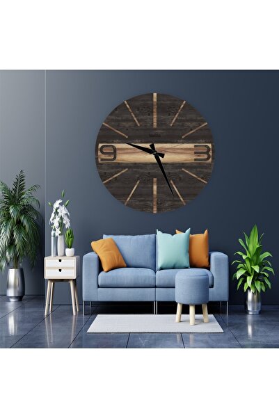 LandiWork Ahşap Modern Duvar Saati, Ahşap Yuvarlak Duvar Saati, Modern Duvar ...