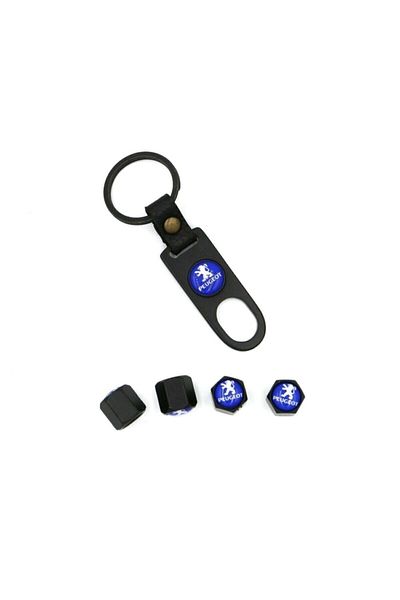 CMS OTO AKSESUAR Capac de supapă cu breloc Peugeot - Capac de supapă cu breloc negru Peugeot - Set de supape cu breloc