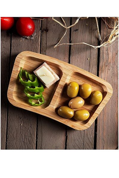 İkram Dünyası Piazza Sauce Bowl, Snack Bowl, Breakfast Bowl with 2 Compartments, Pack of 2