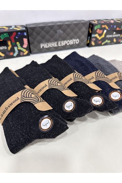 Pierre Esposito Ανδρικές χειμερινές μάλλινες κάλτσες Lambswool Thermal (6 ΖΕΥΓΑ)
