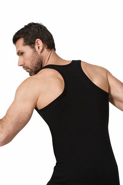 Namaldı 6-Piece Men's Black Cotton Rib Rambo Undershirt