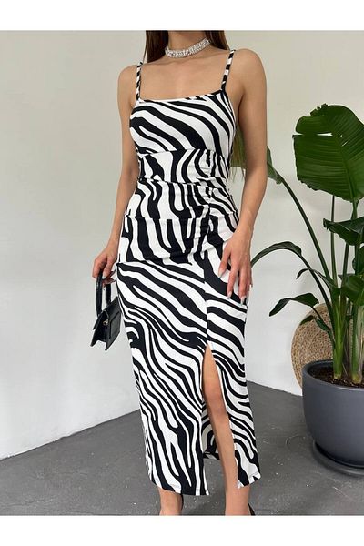Butik Beyza Καλοκαιρινό φόρεμα με μοτίβο Zebra με ελαστική μέση