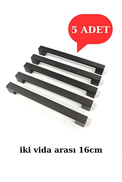 ARON (5 ADET) Beta Kulp 160mm Mat Siyah Tv Ünite Konsol Şifonyer Çekmece Mutfak Dolap Kapak Kulpu 16cm
