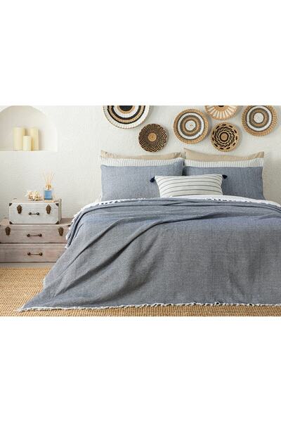 English Home Dothy Dokuma Tek Kişilik Yatak Örtüsü Takımı 160x240 Cm Lacivert