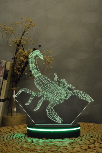 Genel Markalar 3D 16 Renk Gece Lambası, Dekoratif Akrep Tasarımı, Şık ve Renk...