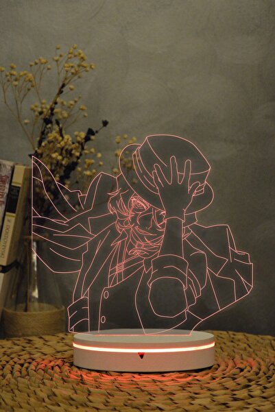 Yubi Design Chuuya Nakahara , Bungou Stray Dogs - 3 Boyutlu 16 Renk Dekoratif Gece Lambası 3d