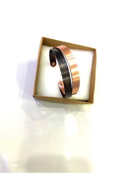 EMBA KORSE El Yapımı Dövme Saf Bakır Bilezik Manyetik Alan Romatizma Bilekliği Siyah Ve Gold Renk