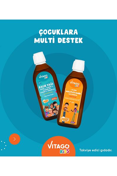 Vitago Pack of 2 Kids Fish Oil + Multivitamin Syrup