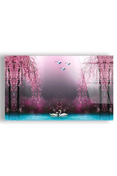 Zevahir Mobilya Dekorasyon Tablou din sticlă irezistibilă Love Swans