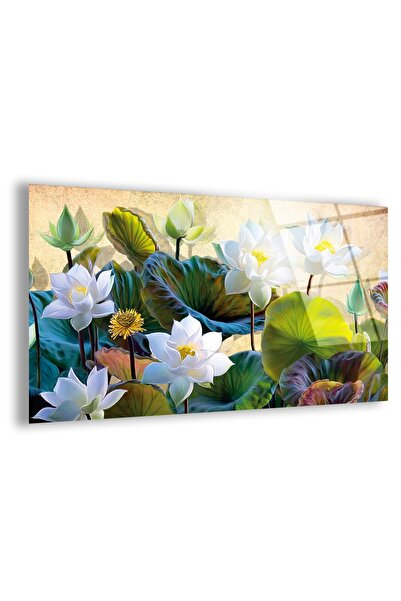 Zevahir Mobilya Dekorasyon Unbreakable Glass White Flower Table
