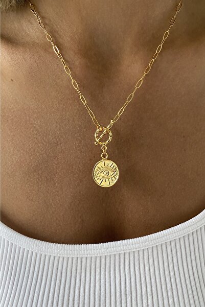 Bonnjerra Jewellery Tasarım Altın Kaplama Basic Zincir T Kilit Detaylı Yuvarl...