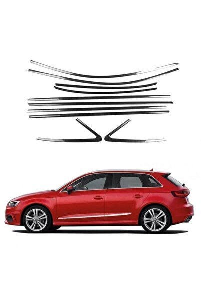 FV-TUNİNG Audi A3 Hb 2013-2021 Cam Çıtası Çerçevesi Komple Set Kromu Nikelajı...