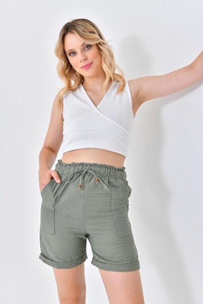 ubmbutik Шорти з подвійною ластовицею та еластичним поясом