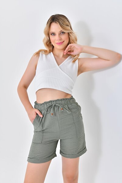 ubmbutik Шорти з подвійною ластовицею та еластичним поясом