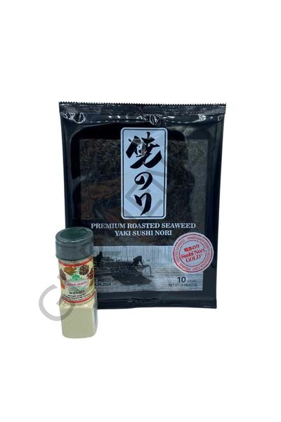 SEA FOOD Seafood Sushi Yosunu Yaki Sushi Nori Gold Premium 10 Yaprak + Wasabi...
