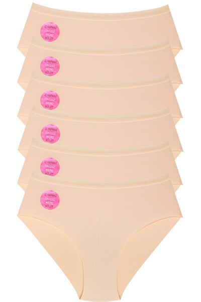 FOURAA Жіночі трусики без швів, з еластичним поясом, мікро, упаковка по 6 штук