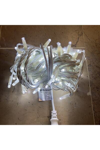 Birleşenler Ip Led Işık Ip65 Beyaz Kablo Beyaz Işık 10 Metre 100 Led Dış Mekan Yılbaşı Işığı