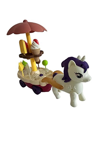 JOYFUL CHİLD Unicorn Ice Cream Cart Portable Ice Cream Cart with Sound and Light 30 cm