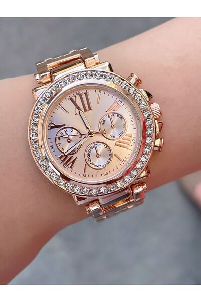 Bimodabu ساعة يد نسائية بأرقام رومانية مرصعة بالأحجار