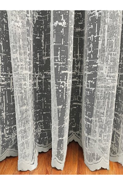 Cortibo Sofya Jakar Desenli 1'e 2 Seyrek Pileli Tül Perde Ekru