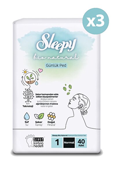 Sleepy Bio Natural Premium Plus Günlük Ped Normal 120 Adet Ped