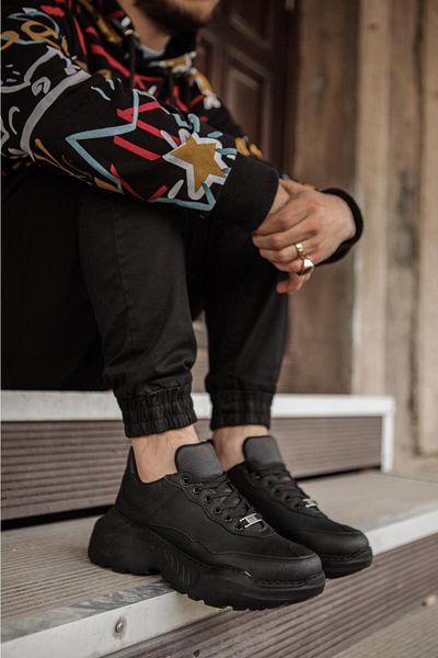 Joy Man J-N75 Lace-Up Orthopedic Sole Men's Casual Sneaker Sports Shoes ST Black