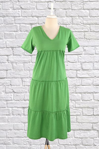 DİVİSTA Rochie de damă cu mâneci scurte cu decolteu în V de culoare verde