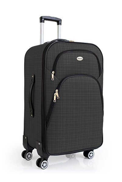 fawori deri Gedox Büyük Boy 4 Teker Kumaş Valiz Antrasit 1081