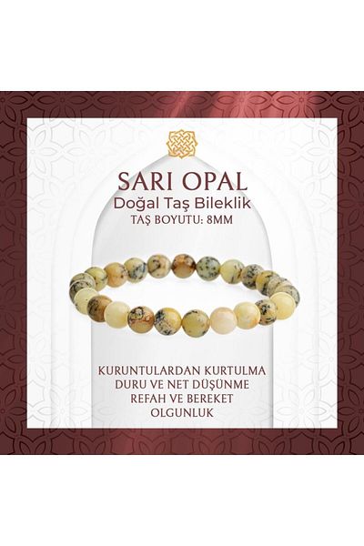Saff Doğal Taş Opal Yellow 8mm Natural Stone Bracelet