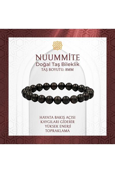 Saff Doğal Taş Nuummite 8mm Natural Stone Bracelet