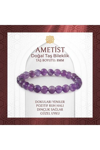 Saff Doğal Taş Amethyst 8mm Natural Stone Bracelet