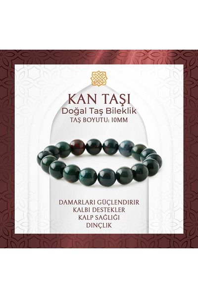 Saff Doğal Taş Blood Stone 10mm Natural Stone Bracelet