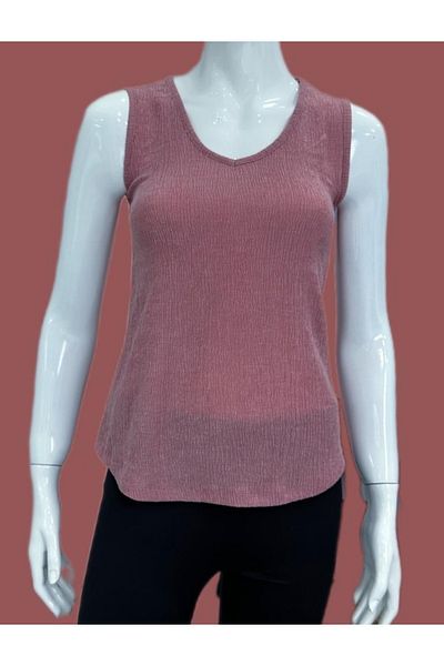 Moda Işık Γυναικεία μπλούζα με ροζ χρώμα με τσακισμένο παράθυρο