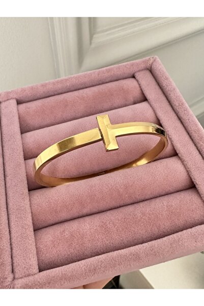 emy by emel luxury silver jewelry Çelik T Kelepçe Bilezik Altın Kaplama