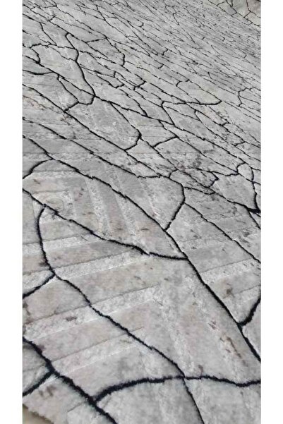 Sarar Gri Taş Desen Yeni Modern Yıkanabilir Kaymaz Taban Jel Halı