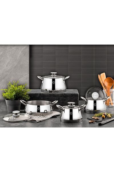 Glore Messina 8 Piece Cookware Set - Chrome