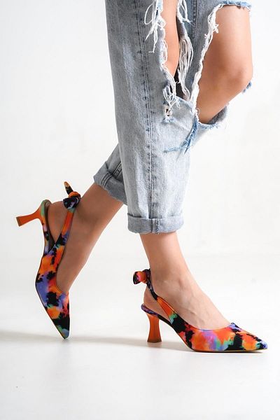 Modabuymus Minipony Orange Tie-dye Jehlové boty na nízkém podpatku