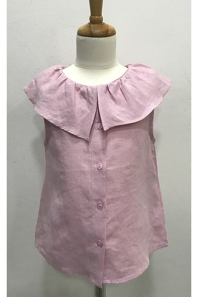 Çikoby Girl's Linen Shirt with Collar