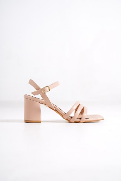 Modabuymus Nude Color Asymmetrical Strappy Heeled Sandals - Melodi