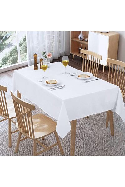 stay home Cotton Linen Carefree Living Room Table Cloth White