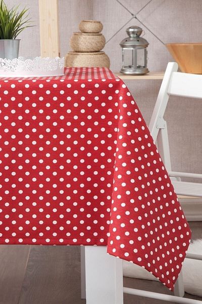 stay home Polka Dot Linen Carefree Living Room Table Cloth Red