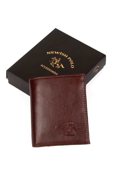 Newish Ανδρικό πορτοφόλι Trifold Genuine Calfskin