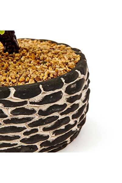 objevi Floare Artificială Bonsai Meri în ghiveci decorativ - Negru / Verde - 20x20x36 cm