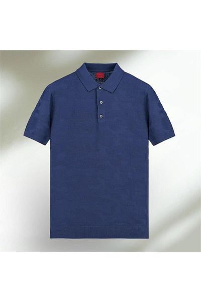 Sarar İnterview Wraps Polo Gât Tricot subțire Tricou albastru
