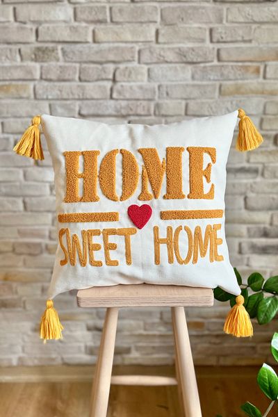 SWITA Punch Embroidered Single Decorative Home Sweet Home Throw Pillow Cover (PANCH)