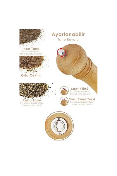 ebulduk Wooden Spice Salt Grinder Mill Natural Wooden Salt Shaker Spice Rack Set of 2 - 2 Pieces