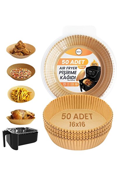 M Mimoza Park Air Fryer Pişirme Kağıdı 50 Adet Hava Fritözü,yuvarlak Model Pi...